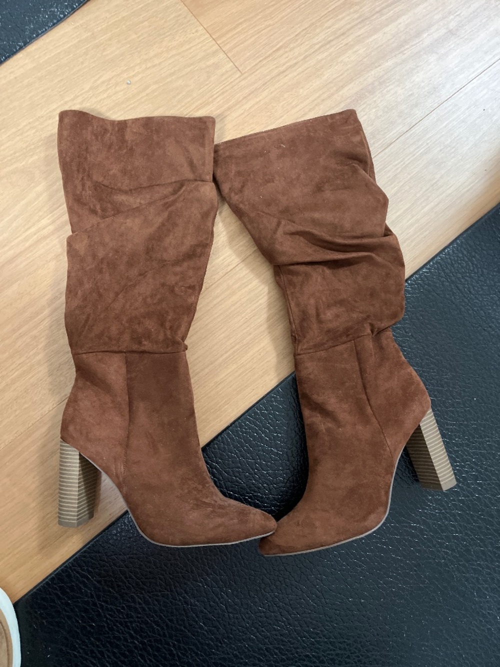Brown suede boots